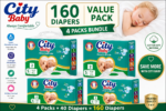 4 bag packs 160 diapers