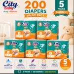 5 bag packs 200 diapers